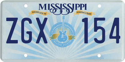 MS license plate ZGX154