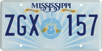 MS license plate ZGX157