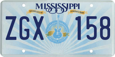 MS license plate ZGX158