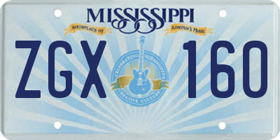 MS license plate ZGX160