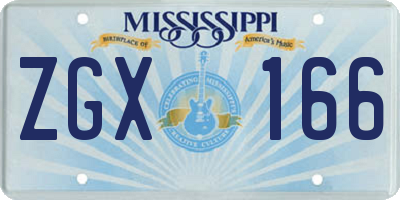 MS license plate ZGX166