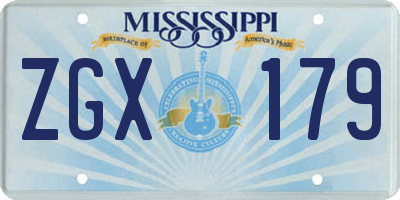 MS license plate ZGX179