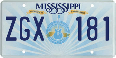 MS license plate ZGX181