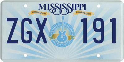 MS license plate ZGX191