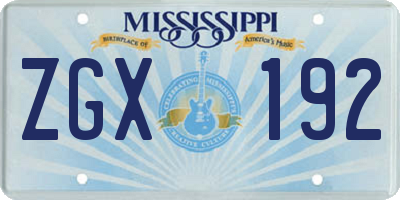 MS license plate ZGX192