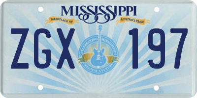 MS license plate ZGX197