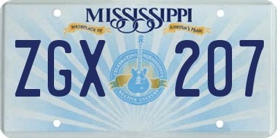 MS license plate ZGX207