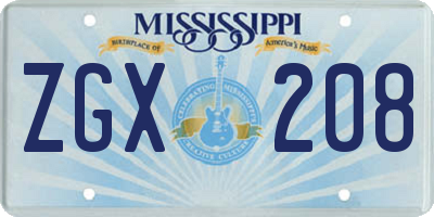 MS license plate ZGX208