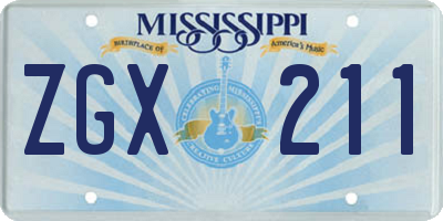 MS license plate ZGX211
