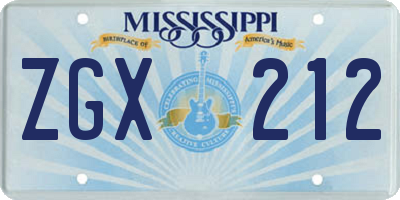 MS license plate ZGX212