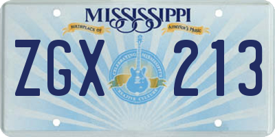 MS license plate ZGX213