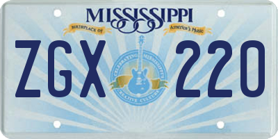 MS license plate ZGX220