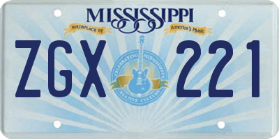 MS license plate ZGX221