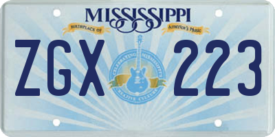 MS license plate ZGX223