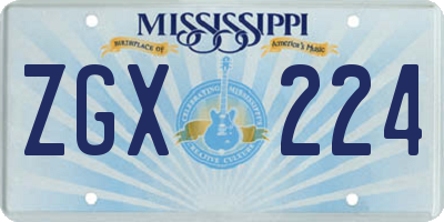MS license plate ZGX224