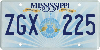 MS license plate ZGX225