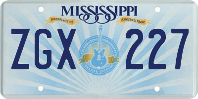 MS license plate ZGX227