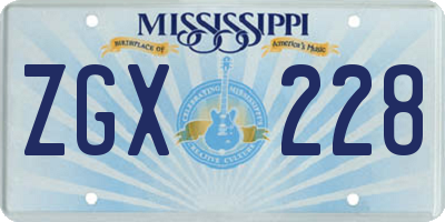 MS license plate ZGX228