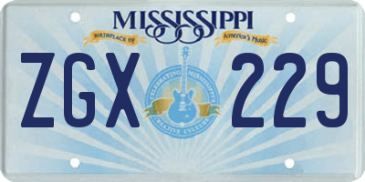 MS license plate ZGX229