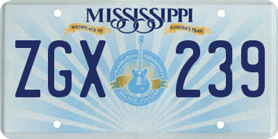 MS license plate ZGX239