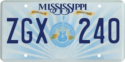MS license plate ZGX240