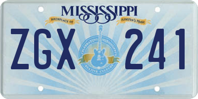 MS license plate ZGX241