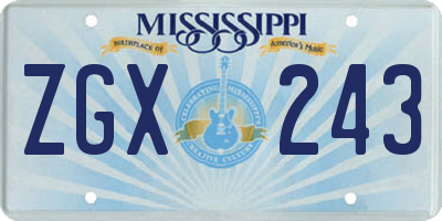 MS license plate ZGX243