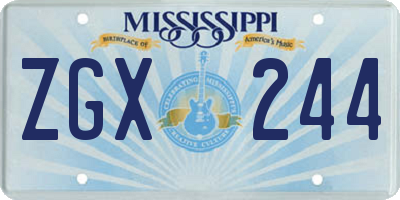 MS license plate ZGX244