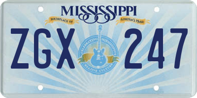 MS license plate ZGX247