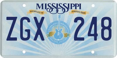 MS license plate ZGX248