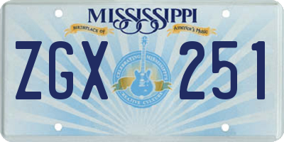 MS license plate ZGX251