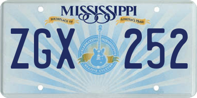 MS license plate ZGX252