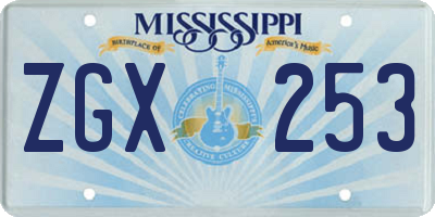 MS license plate ZGX253