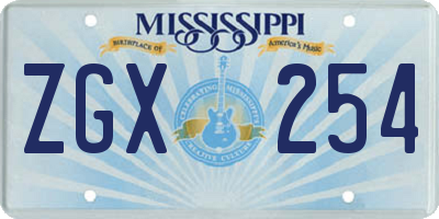 MS license plate ZGX254