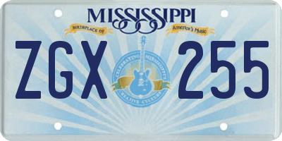 MS license plate ZGX255