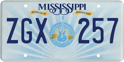 MS license plate ZGX257