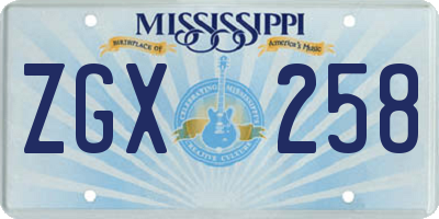 MS license plate ZGX258