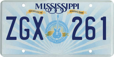 MS license plate ZGX261