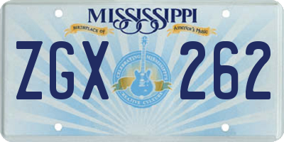 MS license plate ZGX262
