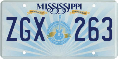 MS license plate ZGX263