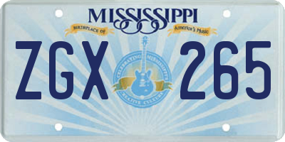 MS license plate ZGX265
