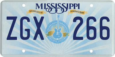 MS license plate ZGX266