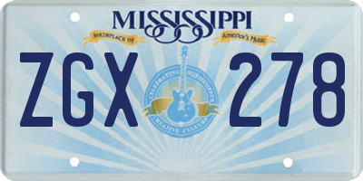 MS license plate ZGX278
