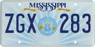 MS license plate ZGX283