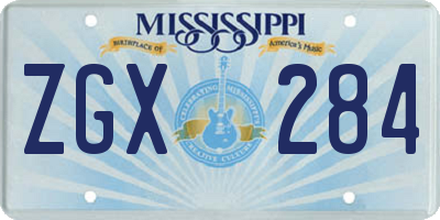 MS license plate ZGX284