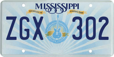 MS license plate ZGX302