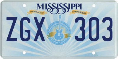 MS license plate ZGX303