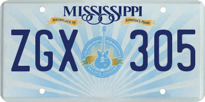 MS license plate ZGX305