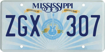 MS license plate ZGX307