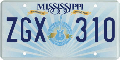 MS license plate ZGX310
